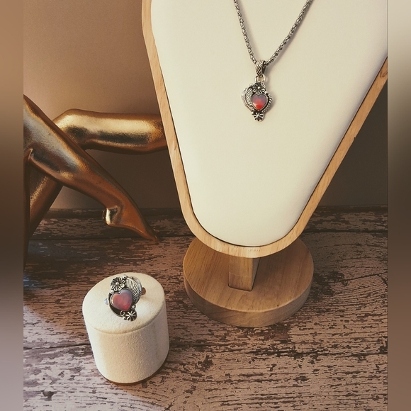 💥 Sterling Silver & Peruvian Pink Opal Jewelry Set – Timeless Elegance - Picture 2 of 14